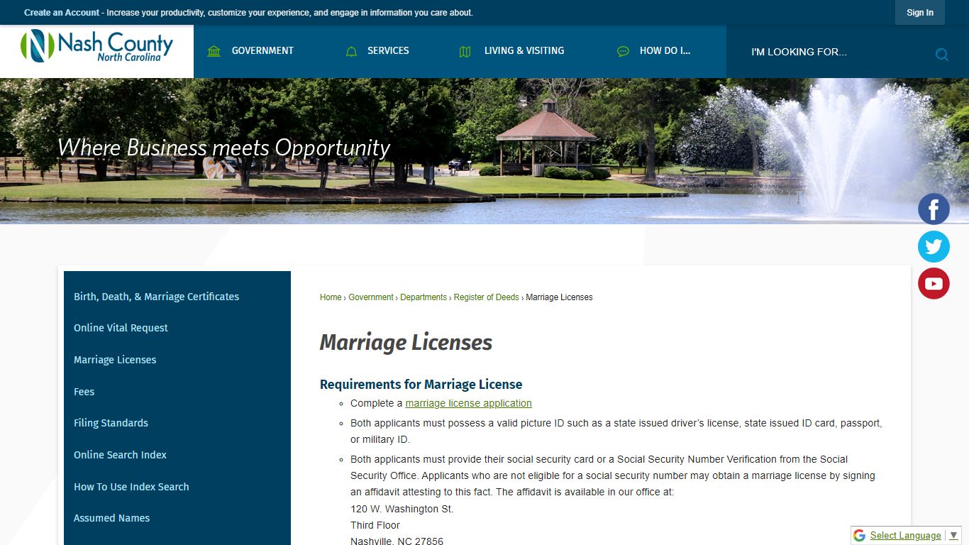 Marriage Licenses | Nash County, NC - Official Website